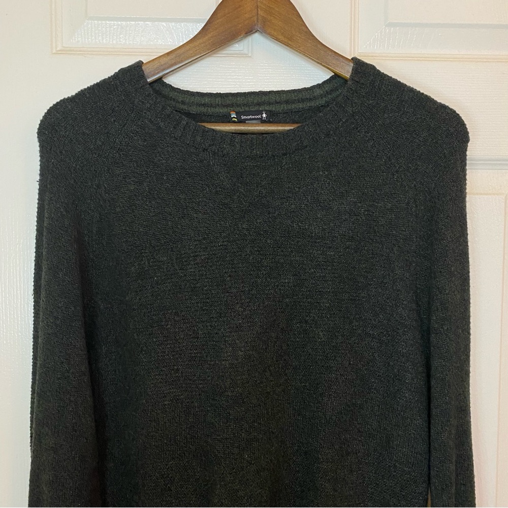 Smartwool Mens Large Merino wool blend green crew neck layering sweater size - Picture 14 of 16